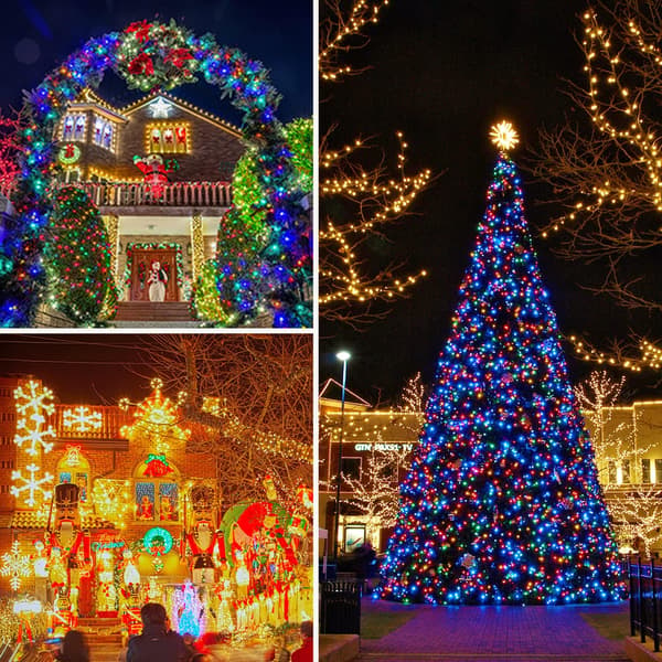 Solcelle-lyskæde vandtæt, 32 m 300 LED, 8 tilstande, julelys Blue