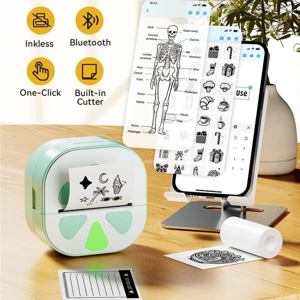 Bluetooth termisk printer med 6 ruller 57 mm trykpapir