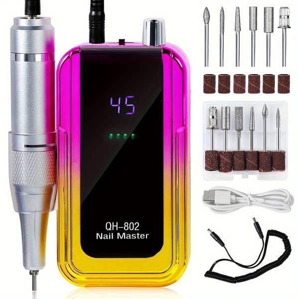 Elektrisk negleslibemaskine til manicure, pedicure og eksfoliering, pink