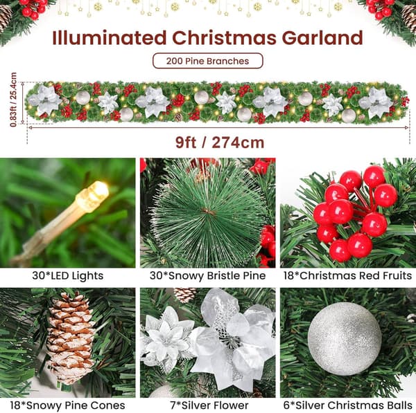 Julekrans, 2,7M LED Lys Juledekorasjoner