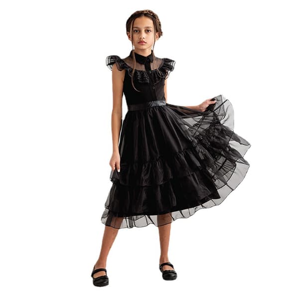 Wednesday Adams -vaatteet tarvikkeineen, pituus 150 cm (malli E)