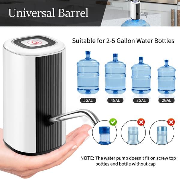 5 Gallon Vattenflaskpump USB Elektrisk Dricksvattendispenser för Hem Kök Kontor Vit