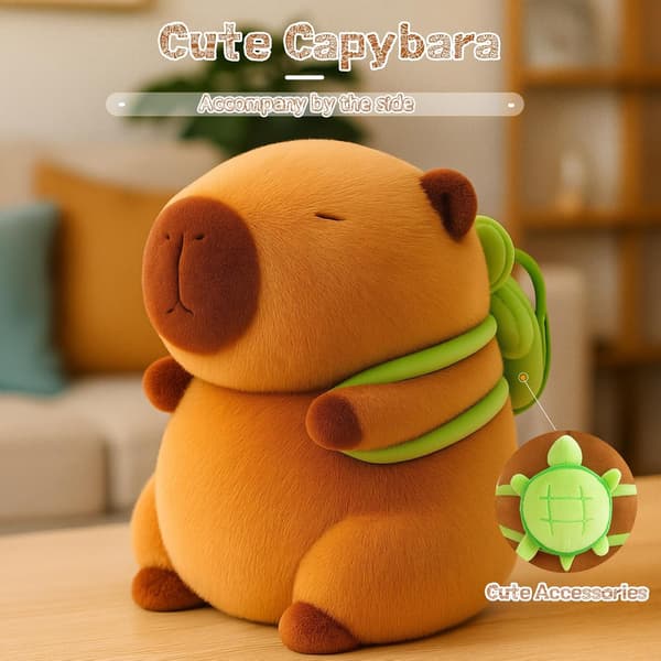 Capybara gosedjur, 55 cm med sköldpaddsryggsäck