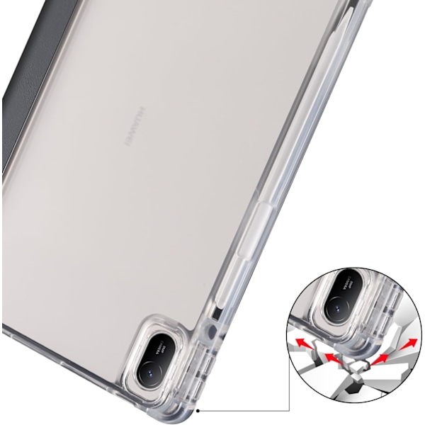 Fullständigt Skydd Transparent Baksida Ställfodral för Xiaomi Redmi Pad Pro 12.1 Tum med Auto Wake/Sleep Funktion Svart
