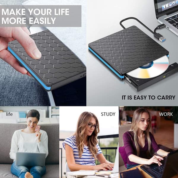 Ekstern DVD/CD-brænder USB 3.0 optisk disk læser