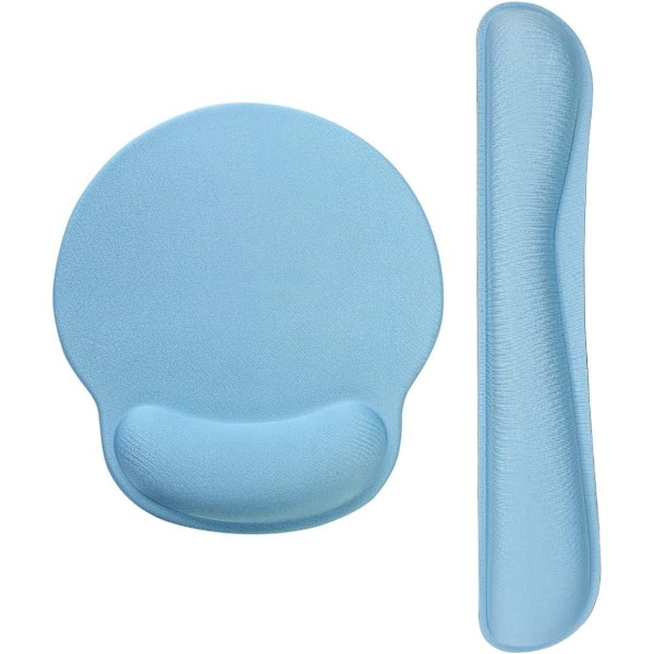 Ergonomisk tangentbordsmusmatta med gel handledsstöd blå