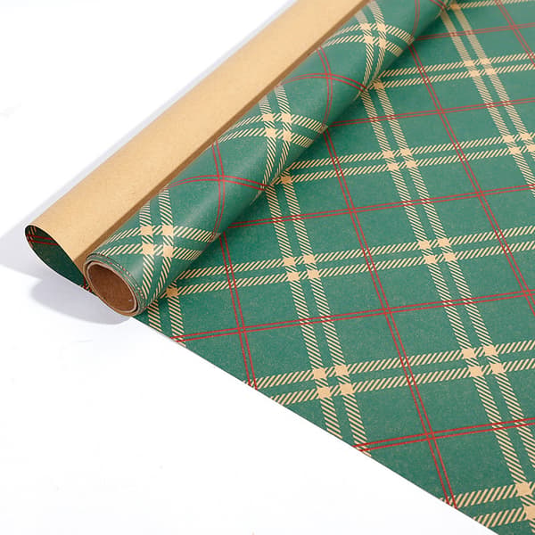 Julklappspapper Grön rutigt mönsterpapper (43CMX 300CM)