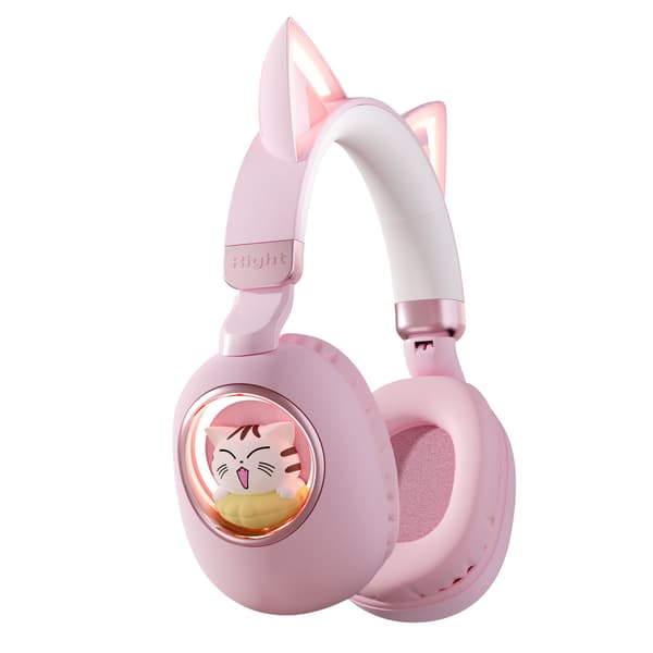 Bluetooth-hörlurar, Barnhörlurar med lysande kattöron (rosa)