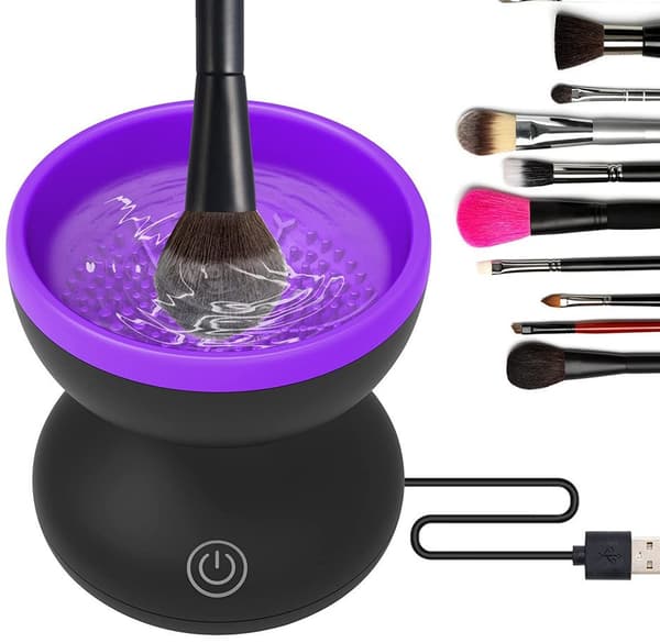 Automatisk makeupbørsterenser (Lilla)