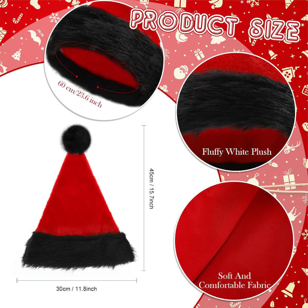 Julehat, Unisex julehat til voksne, Plys julehat (20 stk.)
