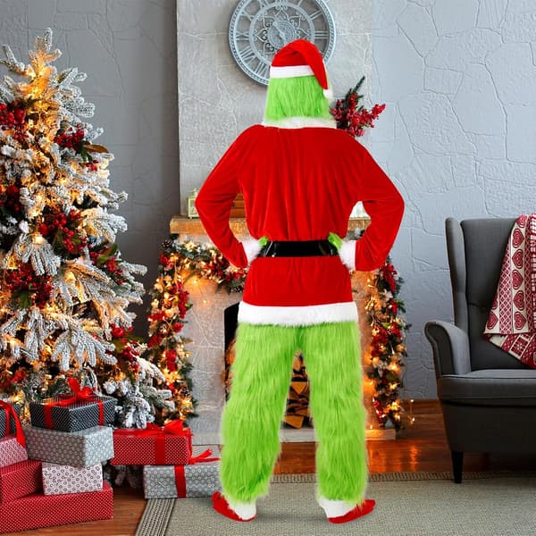 7-delad Grinch-dräkt, julcosplaydräkter - L
