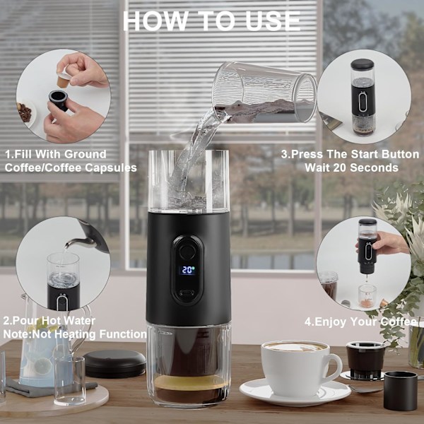 Bärbar Kaffemaskin 3 I 1 Pumptyp Extrahera Koncentrerat Pulver Kapsel Dubbel Användning Beige