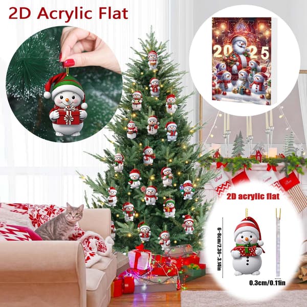 Adventskalender, 24-facks akrylprydnader julnedräkningskalender (Typ C)