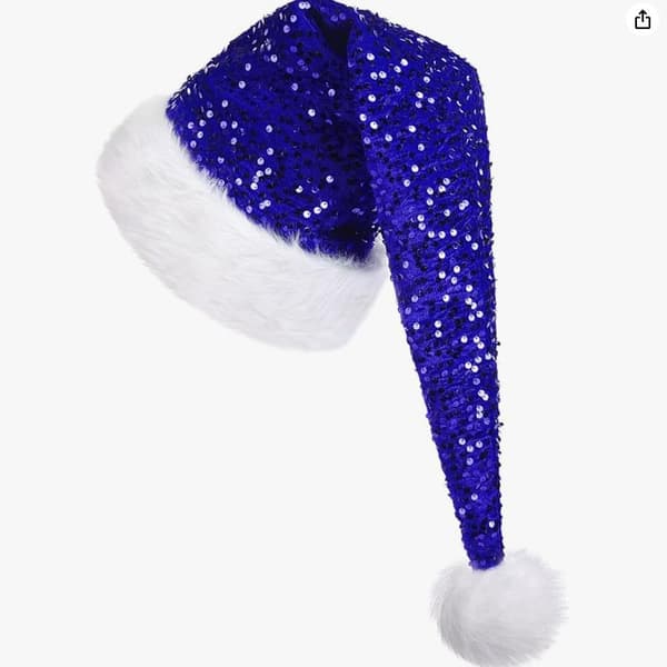 Julhatt, Unisex Paljettprydda Tomtehattar (blå)