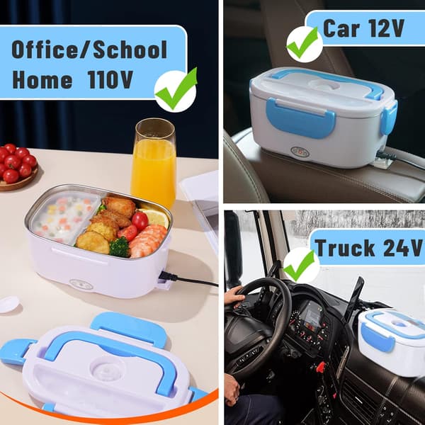 Elektrisk matlåda, med plastsked för bil/kontor (grön)
