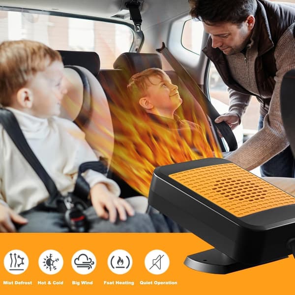 Bilvarmer 12V frontrute defroster og duggfjerner (oransje)