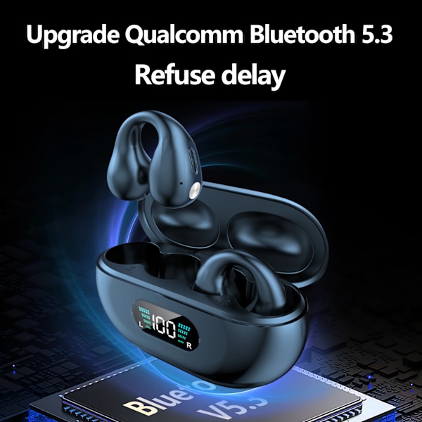 Ægte trådløse Bluetooth hovedtelefoner TWS Q80 Bluetooth 5.3 Bone Conduction Sort