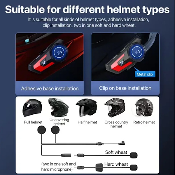 Motorcykel Intercom Headset X7 Sort