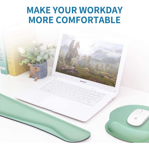 Ergonomisk tangentbordsmusmatta med gel handledsstöd grön