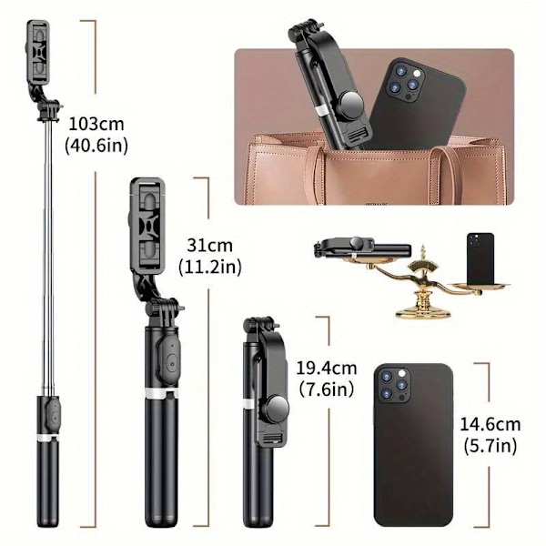 Selfiepinne för Smartphone med Fjärrkontroll 360 Graders Rotation