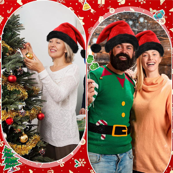 Julehat, Unisex julehat til voksne, Plys julehat (20 stk.)