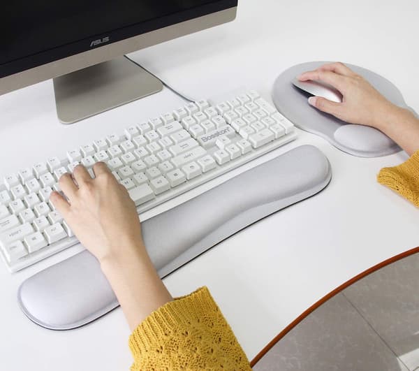 Ergonomisk tastatur musematte gel håndleddsstøtte grå