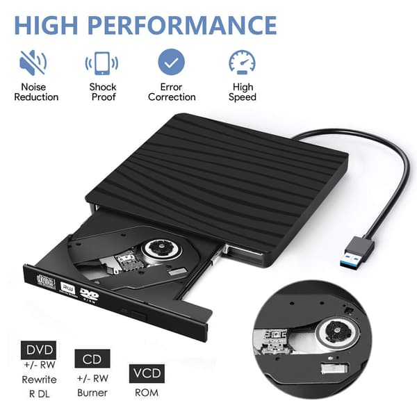 Ekstern DVD-stasjon, USB 3.0, Type-C CD-brenner