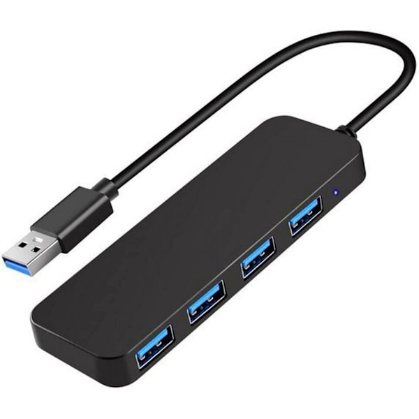 4-ports USB 3.0 Hub Expander til bærbar computer, sort