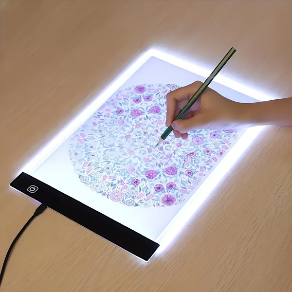 A3 LED Grafikplatta med Tre Nivåers Dimningsfunktion, Lämplig för Skissning, Animation och Diamantmålning