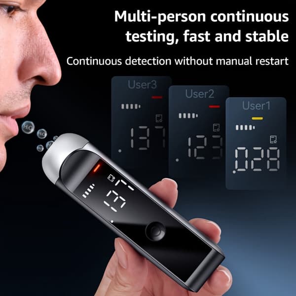 Professionell digital alkomätare, alkoholanalysator med hög precision (svart)