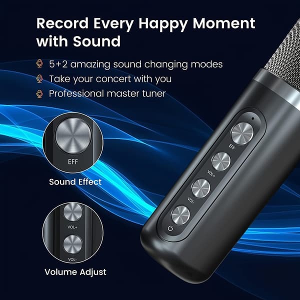 Mini Karaoke-maskin for barn, Bluetooth-høyttaler med 2 mikrofoner (rosa)