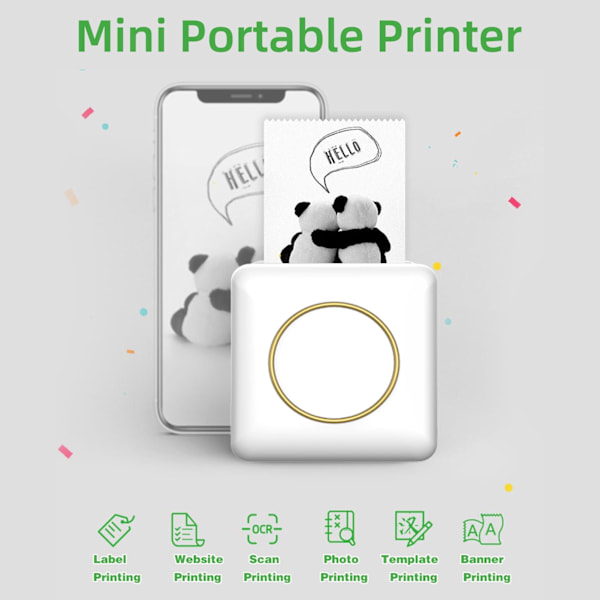 Mini Fickfotoprinter Bärbar Termisk Skrivare Trådlös Bluetooth-anslutning 203Dpi