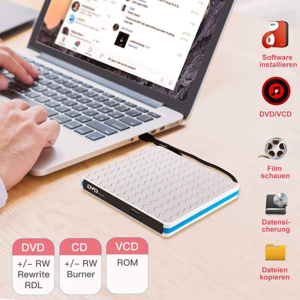 Ulkoinen DVD/CD-poltin USB 3.0 optinen levysoitin