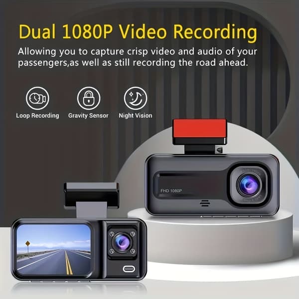 HD 1080P Dash Cam med infrarødt nattsyn og loop-opptak