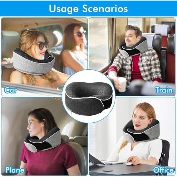 Nackkudde Memory Foam U-formad Resekudde 360° Nackskydd Med Ögonmask Och Öronproppar