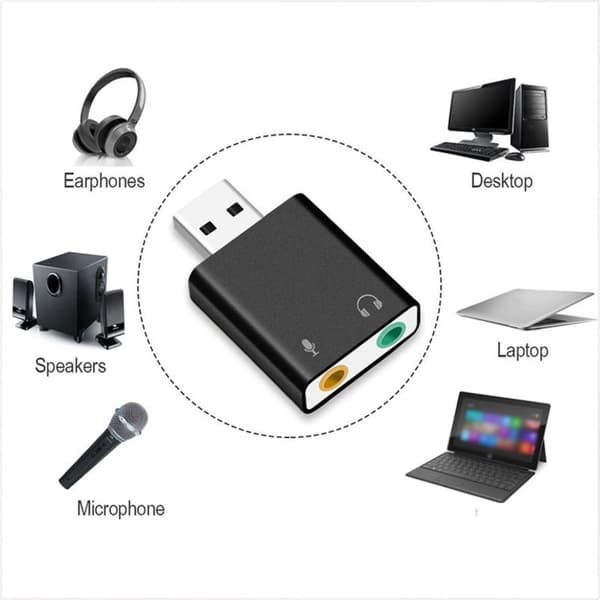 USB 2.0 Eksternt Lydkort 7.1 3D Lydadapter til Windows PC Laptop Hovedtelefoner