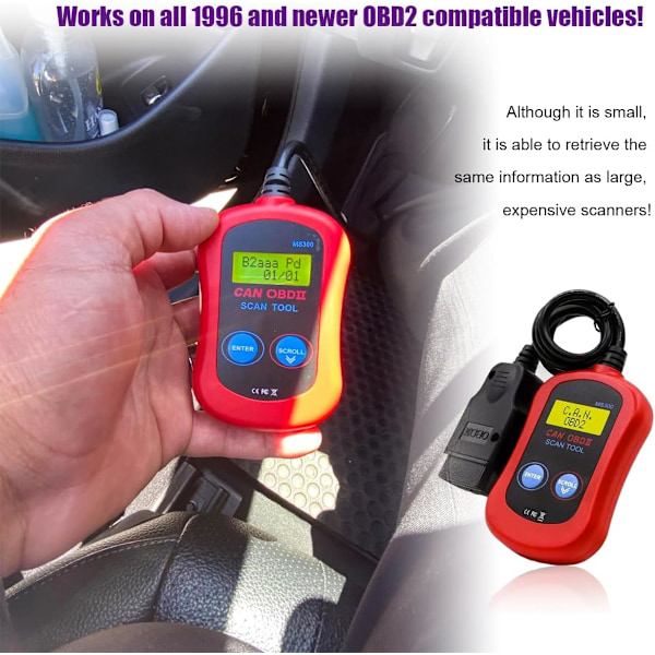 Bil OBD2 Scanner Kodläsare, CAN Diagnostikverktyg för Alla OBD II Protokollfordon Efter 1996