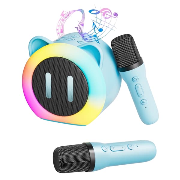 Mini Karaoke-maskin för barn, Bluetooth-högtalare med 1 mikrofon (blå)