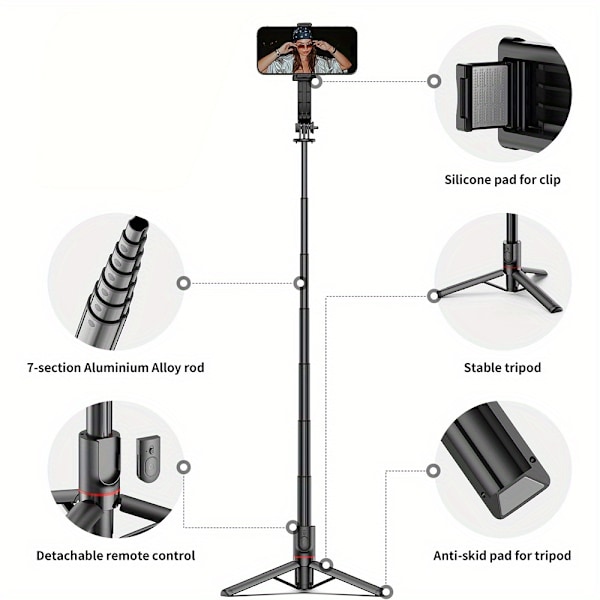 Smartphone Selfie Stick med Fjernbetjening 360 Graders Rotation