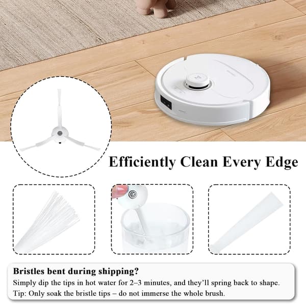 Støvsugertilbehør for Xiaomi Roborock S7 S7PLUS T7S T7SPLUS - Erstatning hvit sidebørste (4 stk)