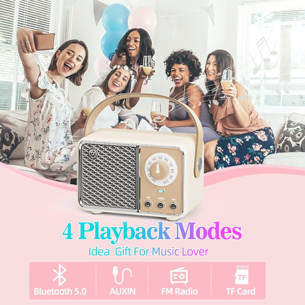 Portabel Trådlös Bluetooth-högtalare Stöder Tf-kort/Aux Beige