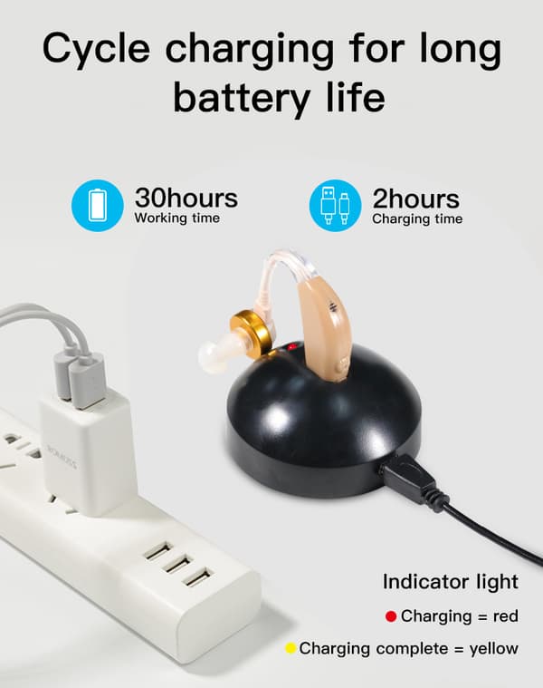 Hörapparater, USB-laddning Brusreducering Ljudförstärkare