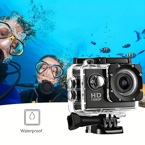 Digitalt Kamera Action Kamera HD 1080P 2 Tommer LCD Skærm 50Mp 140° Bred Vinkel Vandtæt