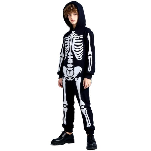 Barnas selvlysende skjelettdrakt, Halloween-festkjole (Size S)