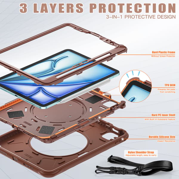 Etui til iPad Pro 11 2024 Roterende Stativ (Rosa)