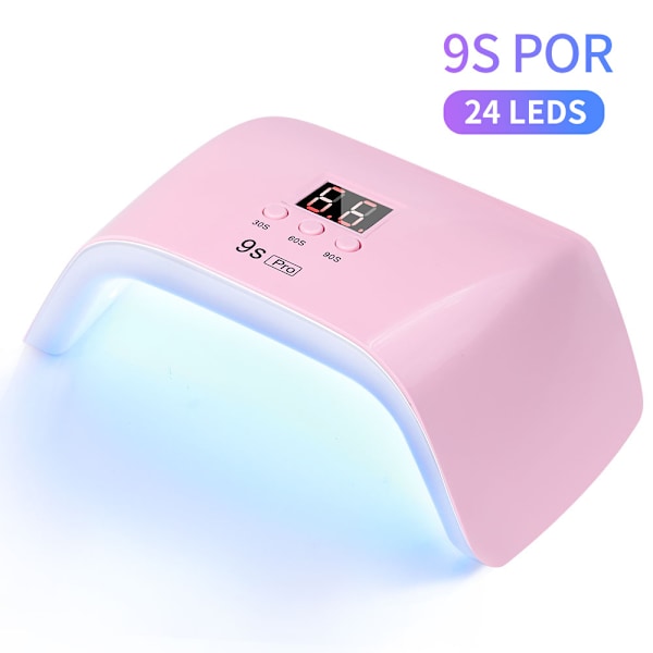 24 LED Nagellampa, UV LED Nageltork Lampa För Gel Nagellack, 3 Timerinställningar rosa