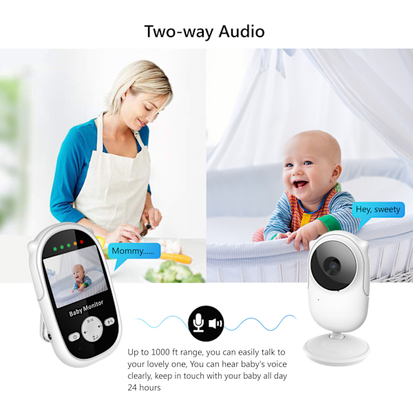 SM25 Babyalarm HD Smart Babyalarm Stemme Intercom Natkamera