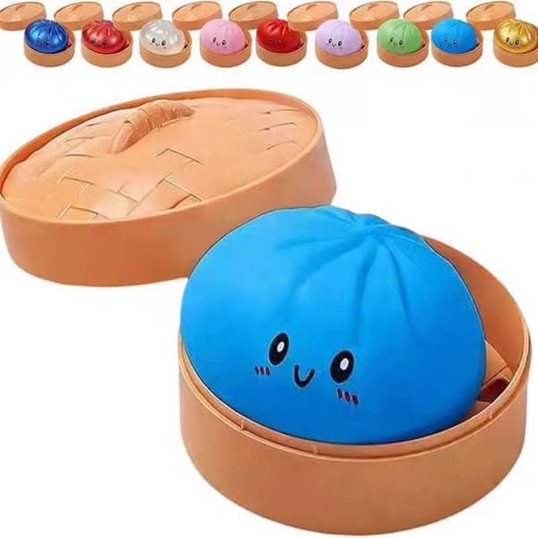 Dumpling Squishy Stressball, stressavlastende sensorisk klemmeball (blå)