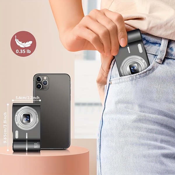 Digitalkamera 1080P Autofokus Børnekamera Med 32Gb Sd-kort Pink