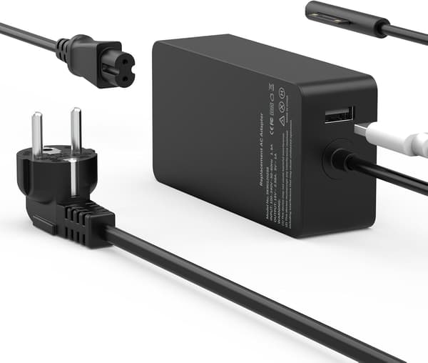 44W 15V 2.58A Laddare Strömadapter för Microsoft Surface Pro 7/Pro 6/Pro 5/Pro, med USB-port